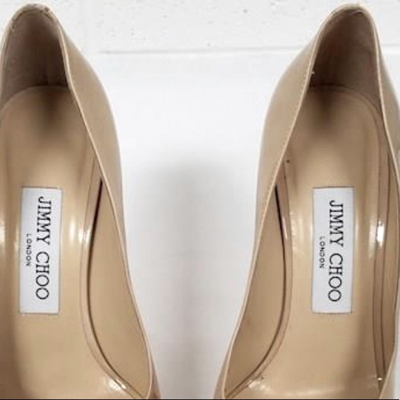 Jimmy Choo Peep-Toe Patent Nude Crown Pumps • Size: 37 - Picture 4 of 6